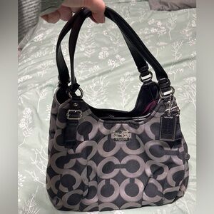 Coach Black and Gray Patterned Shoulder Bag
